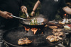 Bbq-Disk Feuerplatte Mit Wok Krone, Stahlwok Und Löffel