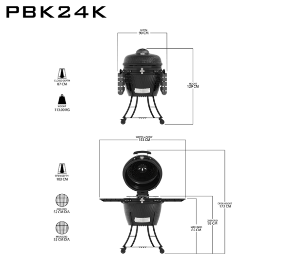 Pit Boss K24 Kamado Holzkohlegrill black inkl. Abdeckhaube