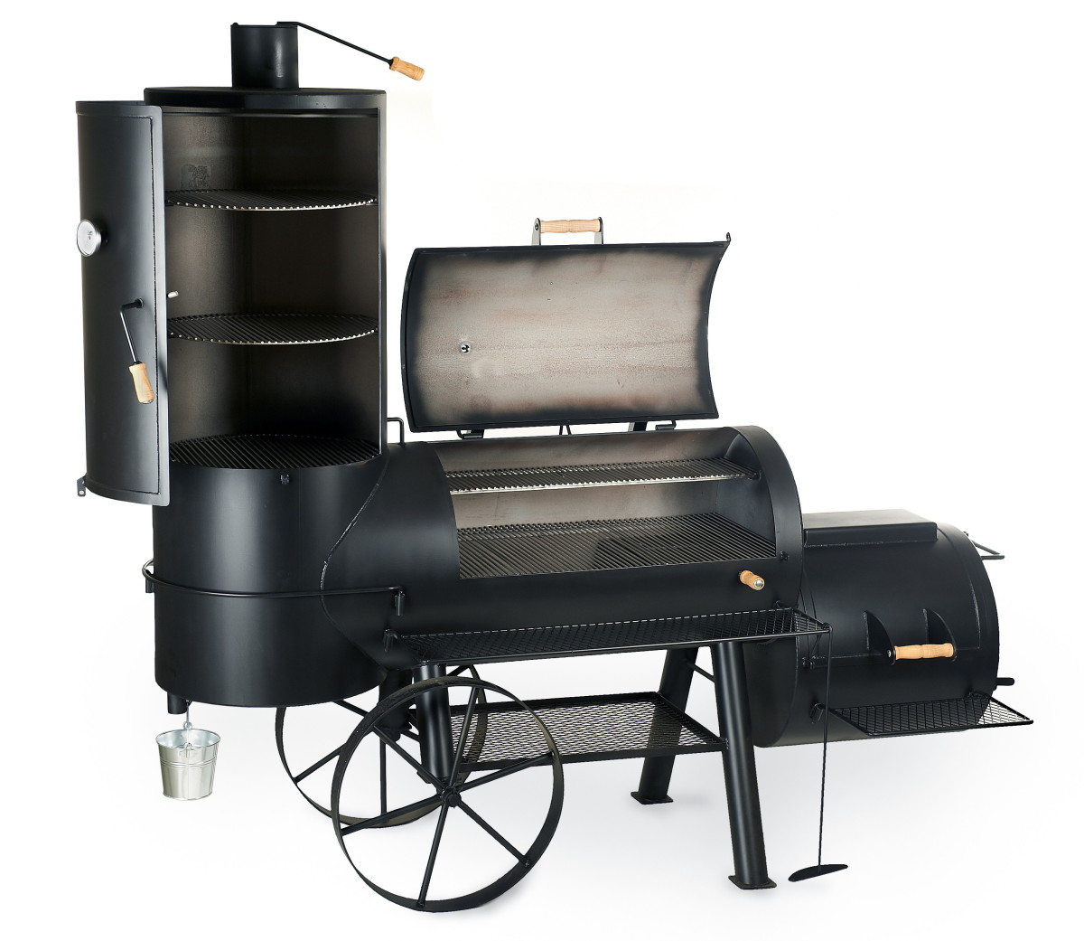 BBQ Stahl Smoker 16 Zoll Chuckwagon mit Räucherkammer Edition 2024