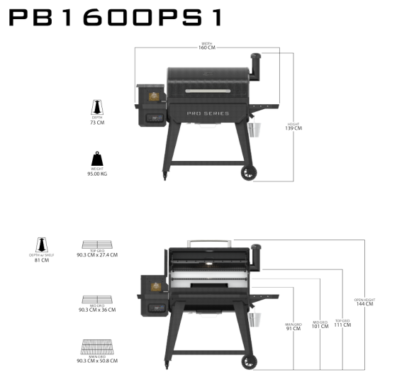 Pit Boss Pellet Smoker PRO 1600 Wifi Mod. 2023 inkl. Abdeckhaube