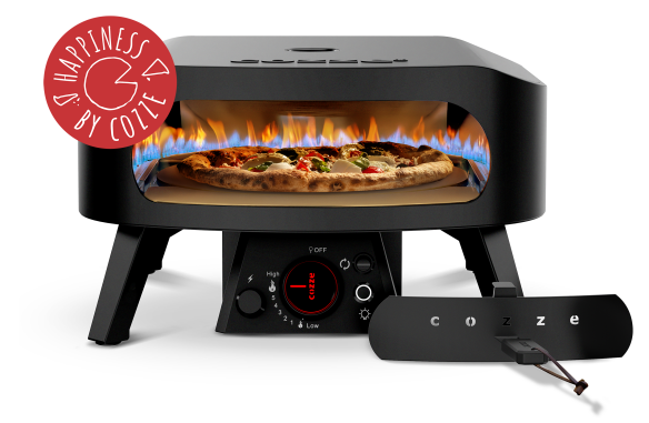 COZZE Gas Pizzaofen 13 CLASSIC Black Edition - mit rotierendem Pizzastein & Hitzeschild