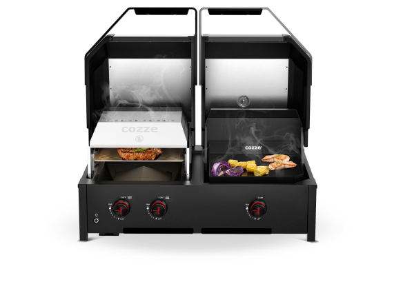 Cozze Gas Planchagrill G-900 QUATTRO 4-in-1 Plancha/G inkl. Anchluß-Set