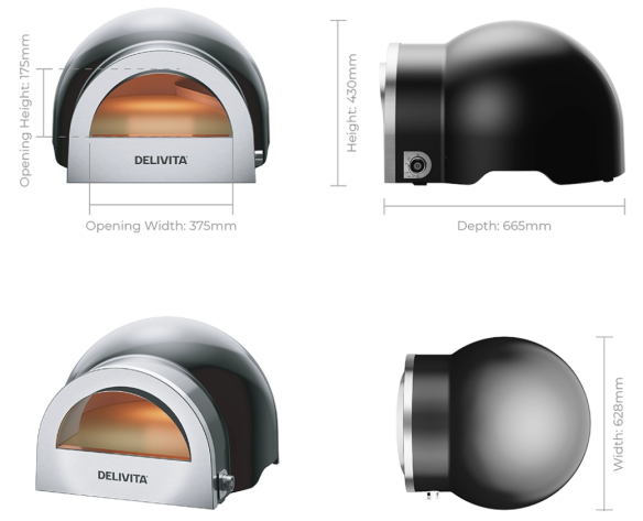 Delivita Flow Dual-Fuel Pizzaofen Very Black 50mbar