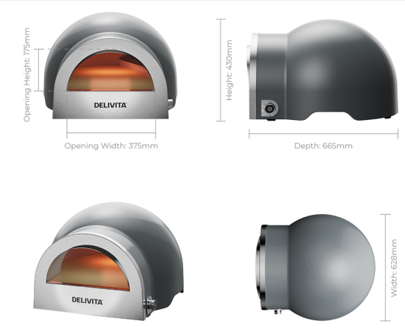 Delivita Flow Dual-Fuel Pizzaofen Hale Grey 50mbar
