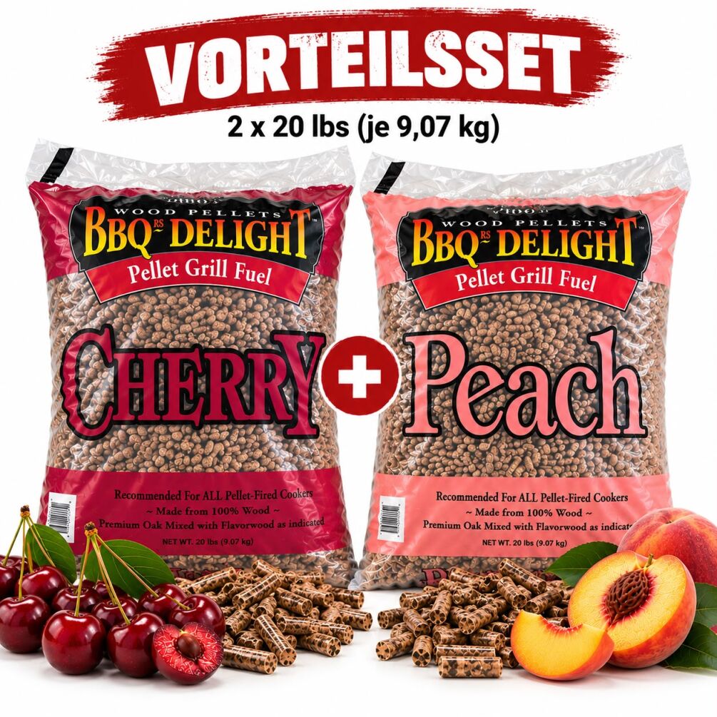 Vorteilsset Hartholz Pellets Kirsche & Pfirsich 18 kg BD-5014 + BD-5018