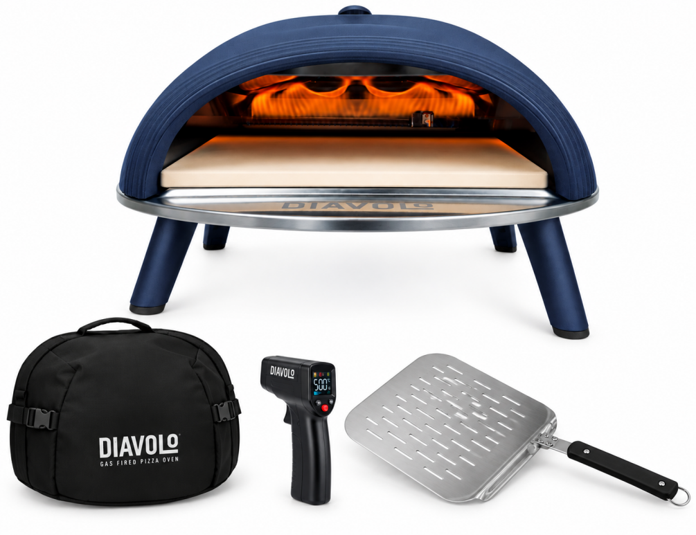 Delivita Diavolo Gas Pizzaofen Starter-Set 50mbar Navy DEL-3002