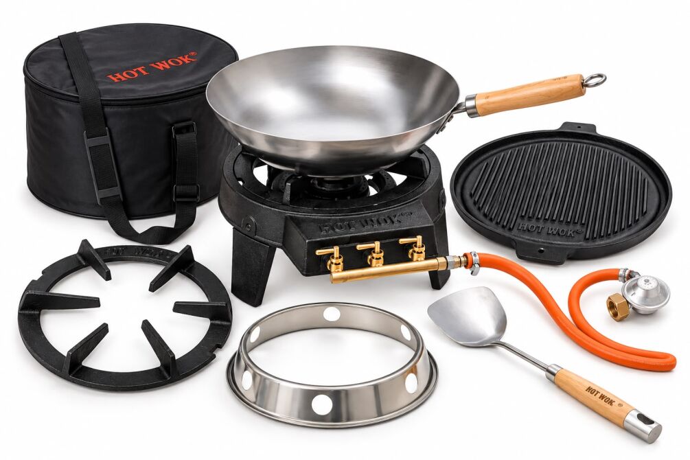 Hot Wok Pro Gaskocher 12 KWh Komplett Set HW3812- Set HW5715,5751,5771,6010,6731 