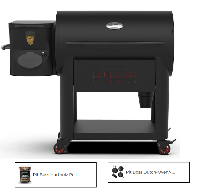Louisiana Pellet Grill Premier 1200 Pelletsmoker Black inkl. Pellets & DutchOven Set 10631