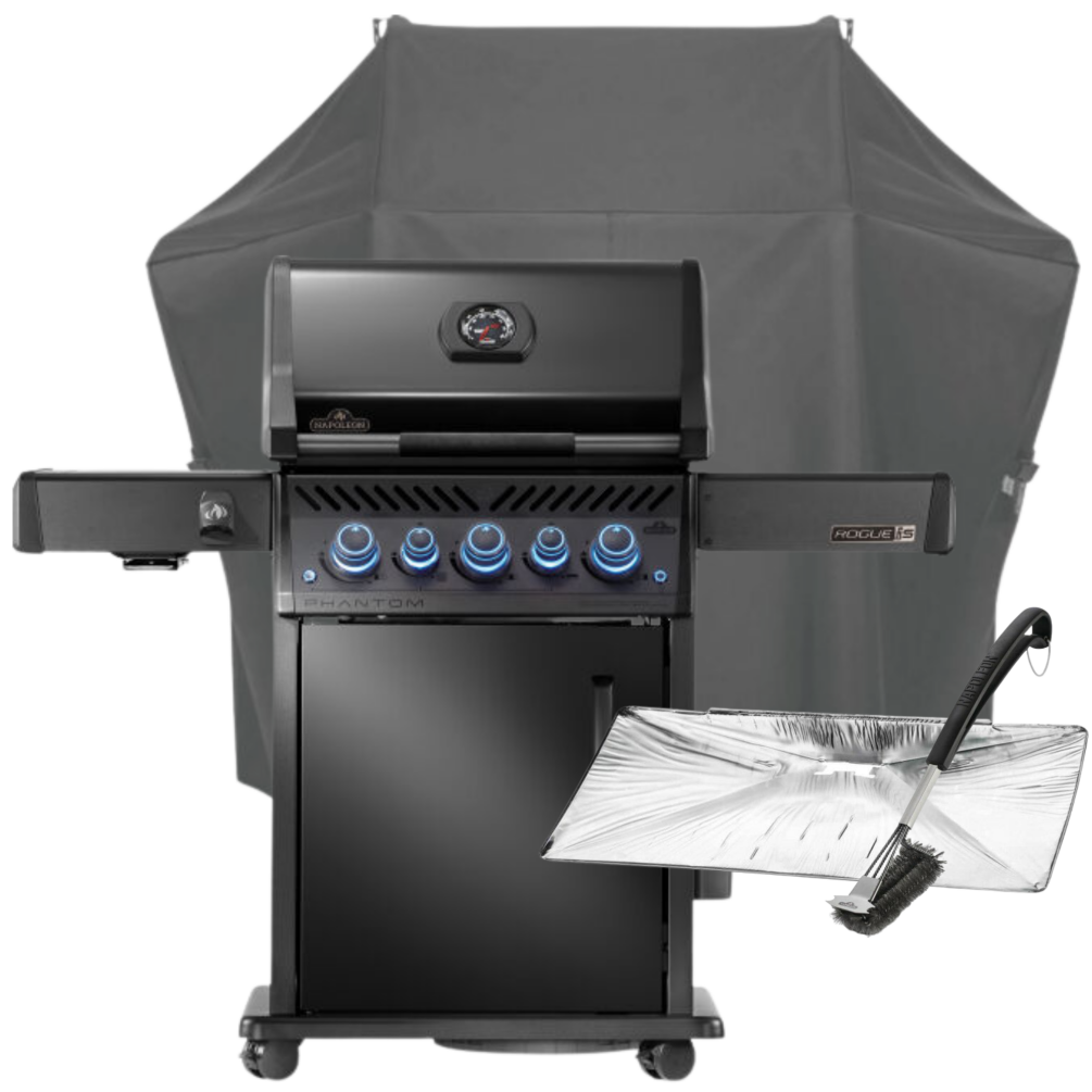 Napoleon SET Gasgrill  Phantom Rogue PRO-S 425 - mit SIZZLE ZONE & Heckbrenner - Edelstahlrosten, Mattschwarz RPS425RSIBPK-2-DE-PHM SET