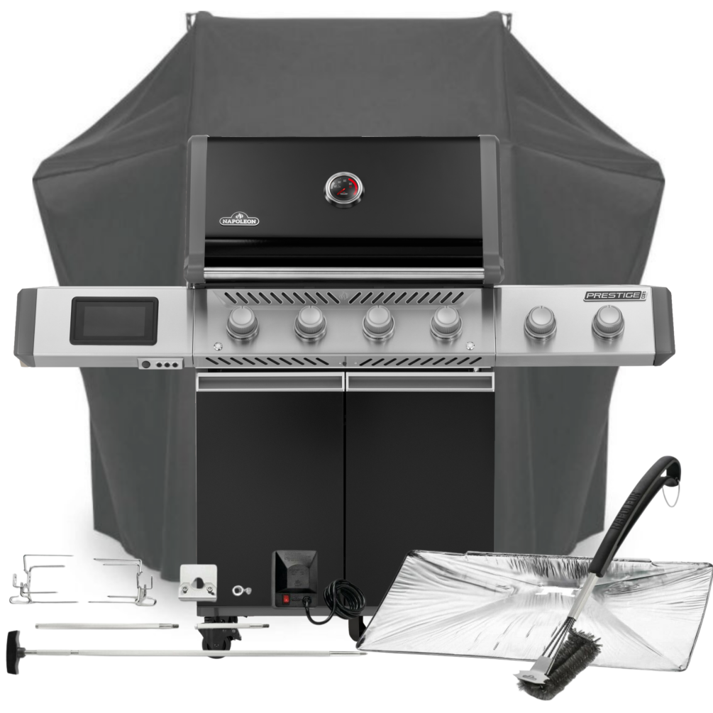 Napoleon Gasgrill SET Prestige PRO 500 Smart Connected Black inkl. Drehspieß, Abdeckhaube + Zubehör Mod. 2026 PRO500VXRSIBPK-DE SET