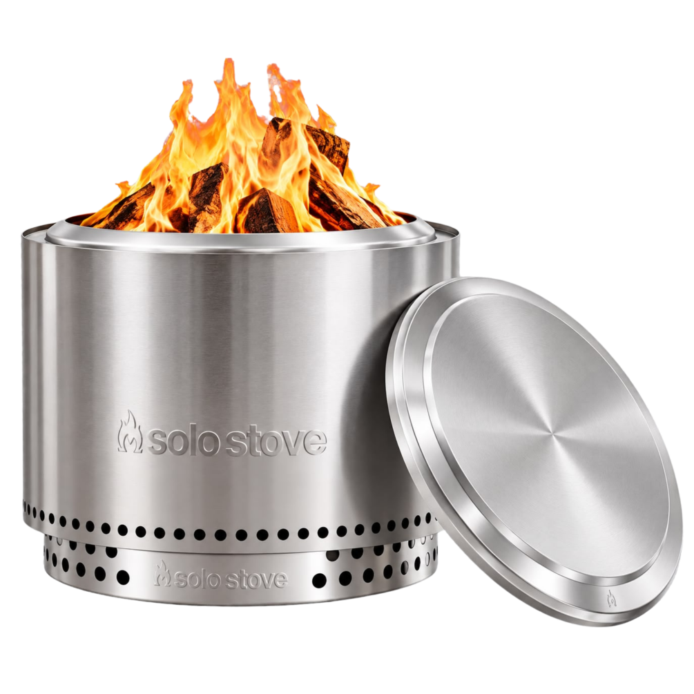 Solo Stove Edelstahl Feuerschale Bonfire mit Standfuß 2.0 Ø 49,5 cm inkl. Deckel + Anzünder SSBON-SD-2.0