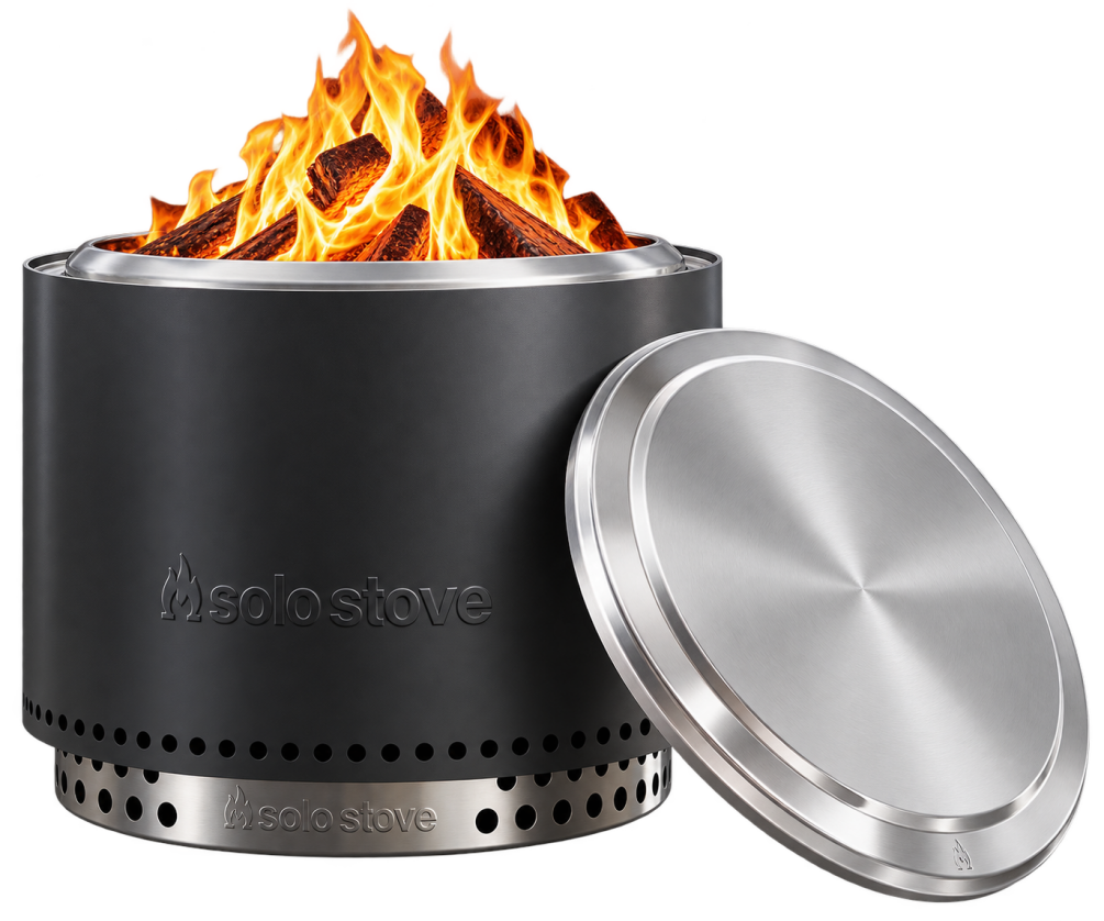Solo Stove Edelstahl Feuerschale Bonfire mit Standfuß 2.0 Ash Ø 49,5 cm inkl. Deckel + Anzünder SSBON-SD-2.0-ASH