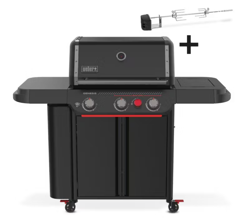 Weber Gasgrill Genesis E-330WR, Stealth Edition, inklusive Drehspieß 1501537