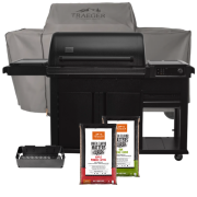 Traeger Pelletgrill Woodridge Elite inkl. Abdeckhaube & Ablagefach + 2x 9kg Pellets 