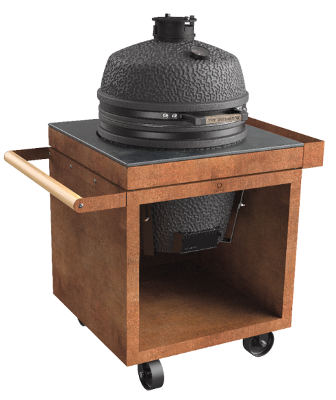 OFYR Kamado Tisch Corten 75 PRO+ Corten Ceramic Platte & Bastard VX Large Kamado