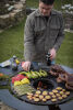 Moesta Feuerplattengrill  Bandit 2.0 FirePlace inkl. 4 x Ablagebretter schwarz/-oben + Sizzle Rost & Burgerpresse