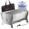 OVICUE Starter-Set Edelstahl Gas- & Holzkohle Steckgrill L inkl. Tasche & Gaskartusche 500gr