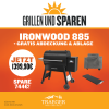 Traeger Pelletgrill Ironwood 885 inkl. Abdeckhaube + Frontablage &  9 kg Pellets 