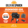 Traeger Pelletgrill  Ironwood 650 inkl. Frontablage+ Abdeckhaube & 9 Kg Pellets