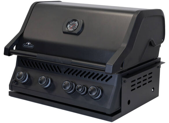 Napoleon Einbau/- Built-In Gasgrill 300 Series Mattschwarz mit Untergestell, Abdeckhaube & Drehspieß
