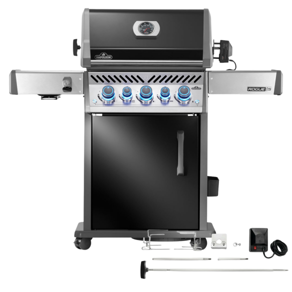 Napoleon Gasgrill Rogue PRO-S 425 mit Gußrosten, Schwarz, inkl. Drehspieß
