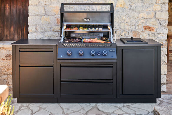 Napoleon Outdoor Küche Oasis Compact 105 mit BIG32PMK-1 inkl. Abdeckhaube & Drehspieß Napoleon Outdoor Küche Oasis Compact 105 mit BIG32PMK-1 inkl. Abdeckhaube & Drehspieß
