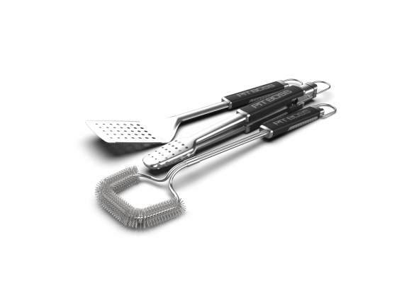 Pit Boss 3-teiliges Grillbesteckset – Grillzange, Grillbürste & Grillwender Pit Boss 3-teiliges Grillbesteckset – Grillzange, Grillbürste & Grillwender