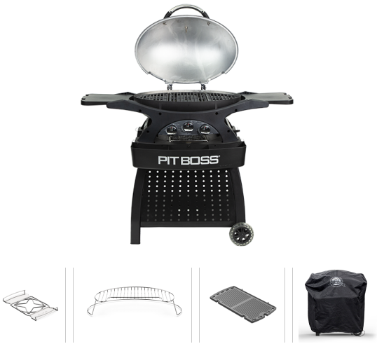 Pit Boss Gasgrill StarterSet Sportsman 3 mit Untergestell+ Zubehör