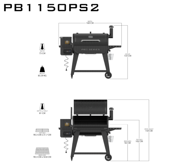 Pit Boss Pellet Smoker PRO 1150 inkl. Pellets 9 Kg & Grillhandschuhe