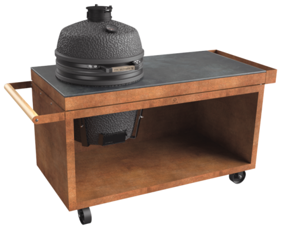 OFYR Kamado Tisch Corten 150 PRO mit Corten Ceramic Platte & Basard Kamado VX L