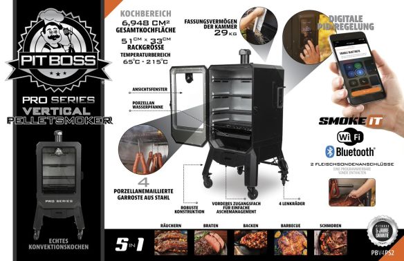 Pit Boss Vertical Pellet Smoker Räucherschrank V4P inkl. Grillbesteck