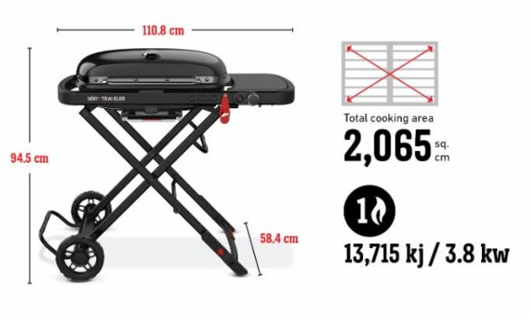 Weber Gasgrill Traveler Stealth inkl. Grillbürste