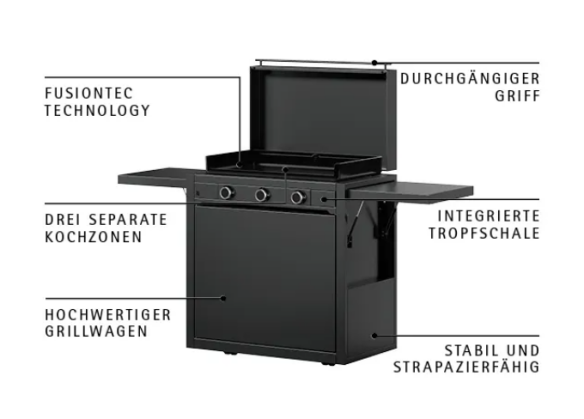 WMF Edition One Plancha-Set mit Wagen, 75 cm, Gas 