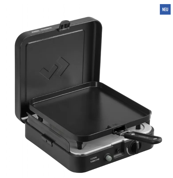 CADAC - 1 Cook Turbo FFD Flat Plate - barbecue - Barbecues portables - Surface de cuisson en acier inoxydable - Incl. Housse de protection - Camping - Les incontournables du barbecue - Noir